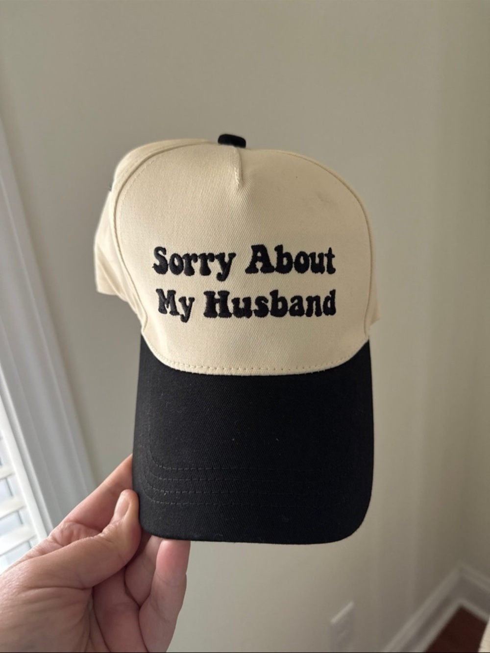 Sorry About My Husband Beige & Black Baseball Cap